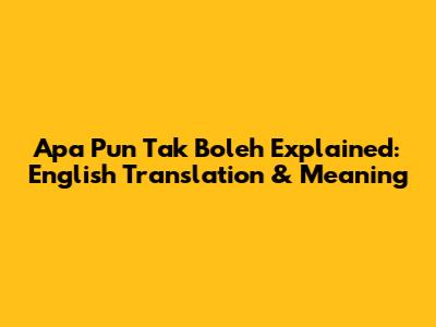 "Apa Pun Tak Boleh" Explained: English Translation & Meaning