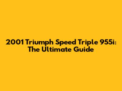2001 Triumph Speed Triple 955i: The Ultimate Guide