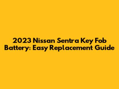 2023 Nissan Sentra Key Fob Battery: Easy Replacement Guide