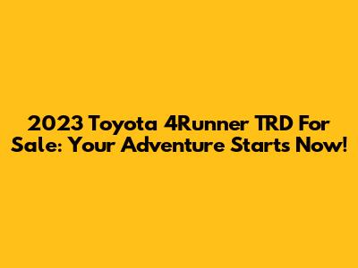 2023 Toyota 4Runner TRD For Sale: Your Adventure Starts Now!