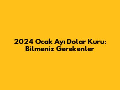 2024 Ocak Ayı Dolar Kuru: Bilmeniz Gerekenler