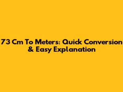 73 Cm To Meters: Quick Conversion & Easy Explanation