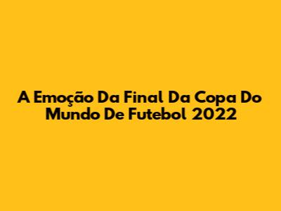 A Emoção Da Final Da Copa Do Mundo De Futebol 2022