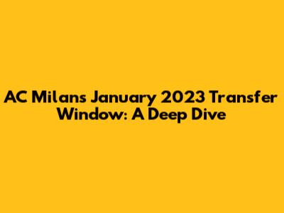 AC Milan's January 2023 Transfer Window: A Deep Dive
