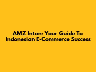 AMZ Intan: Your Guide To Indonesian E-Commerce Success