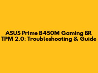 ASUS Prime B450M Gaming BR TPM 2.0: Troubleshooting & Guide