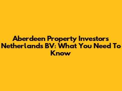 Aberdeen Property Investors Netherlands BV: What You Need To Know