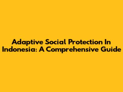 Adaptive Social Protection In Indonesia: A Comprehensive Guide