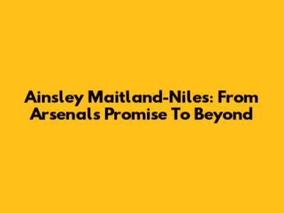 Ainsley Maitland-Niles: From Arsenal's Promise To Beyond