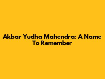 Akbar Yudha Mahendra: A Name To Remember