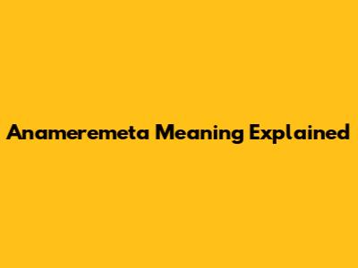 Anameremeta Meaning Explained