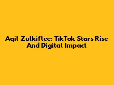 Aqil Zulkiflee: TikTok Star's Rise And Digital Impact