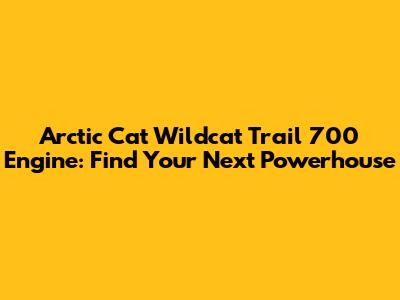 Arctic Cat Wildcat Trail 700 Engine: Find Your Next Powerhouse