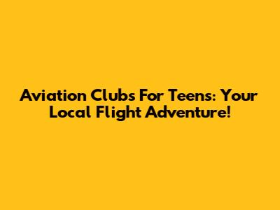 Aviation Clubs For Teens: Your Local Flight Adventure!