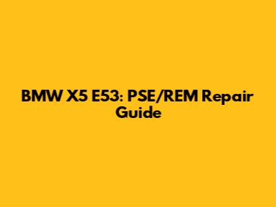 BMW X5 E53: PSE/REM Repair Guide