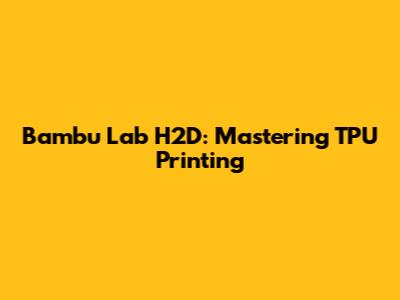 Bambu Lab H2D: Mastering TPU Printing