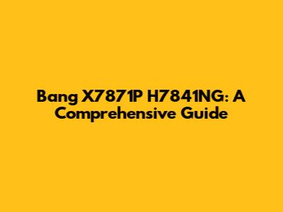 Bang X7871P H7841NG: A Comprehensive Guide