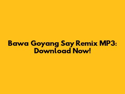 Bawa Goyang Say Remix MP3: Download Now!