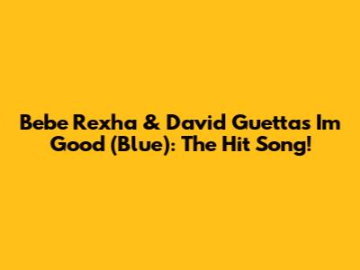 Bebe Rexha & David Guetta's 'I'm Good (Blue)': The Hit Song!
