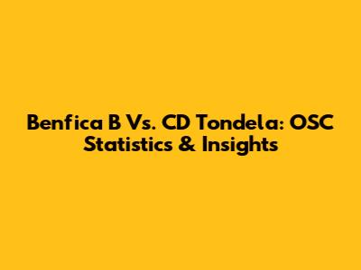 Benfica B Vs. CD Tondela: OSC Statistics & Insights