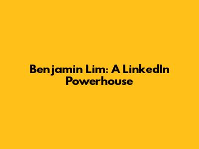 Benjamin Lim: A LinkedIn Powerhouse