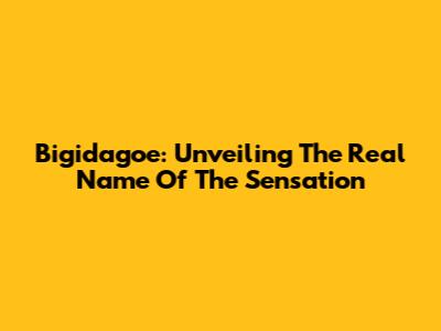 Bigidagoe: Unveiling The Real Name Of The Sensation