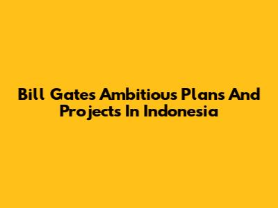 Bill Gates' Ambitious Plans And Projects In Indonesia