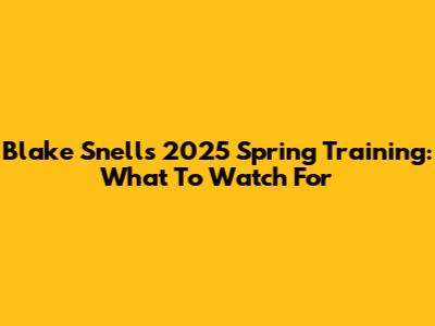 Blake Snell's 2025 Spring Training: What To Watch For