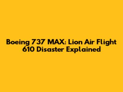 Boeing 737 MAX: Lion Air Flight 610 Disaster Explained