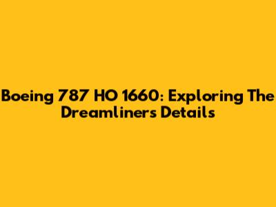 Boeing 787 HO 1660: Exploring The Dreamliner's Details