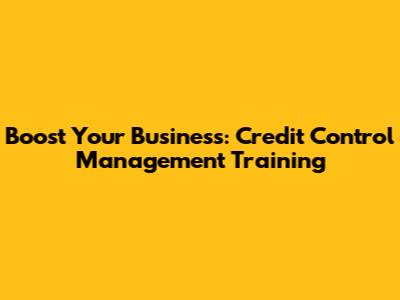 Boost Your Business: Credit Control Management Training