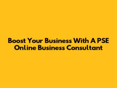 Boost Your Business With A PSE Online Business Consultant