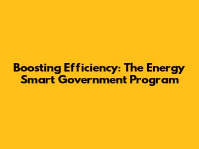 Boosting Efficiency: The Energy Smart Government Program