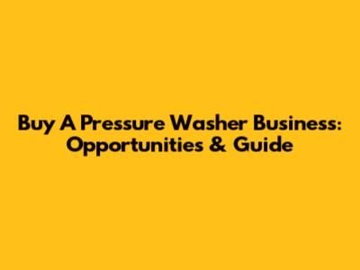 Buy A Pressure Washer Business: Opportunities & Guide