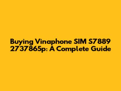 Buying Vinaphone SIM S7889 2737865p: A Complete Guide