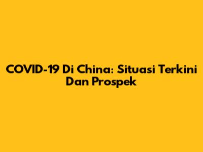 COVID-19 Di China: Situasi Terkini Dan Prospek