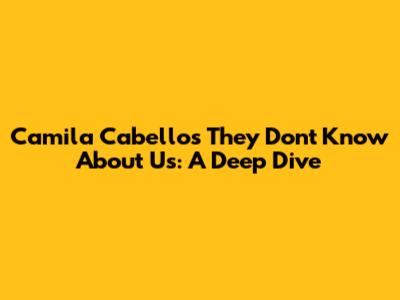 Camila Cabello's 'They Don't Know About Us': A Deep Dive