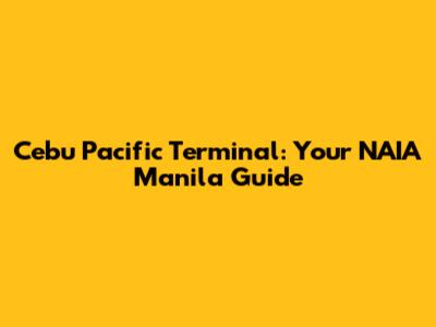 Cebu Pacific Terminal: Your NAIA Manila Guide
