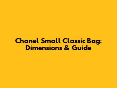 Chanel Small Classic Bag: Dimensions & Guide