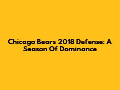 Chicago Bears 2018 Defense: A Season Of Dominance