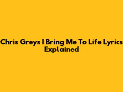 Chris Grey's "I Bring Me To Life" Lyrics Explained