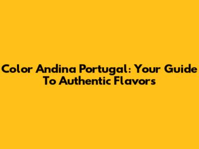 Color Andina Portugal: Your Guide To Authentic Flavors