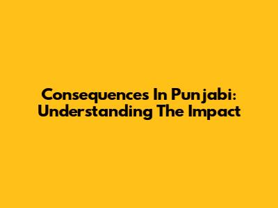 Consequences In Punjabi: Understanding The Impact