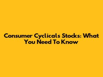 Consumer Cyclicals Stocks: What You Need To Know