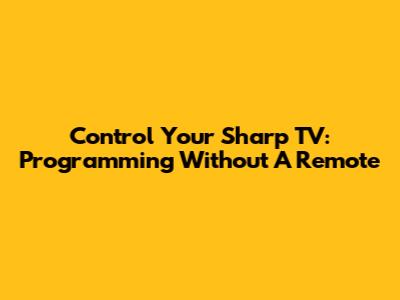 Control Your Sharp TV: Programming Without A Remote