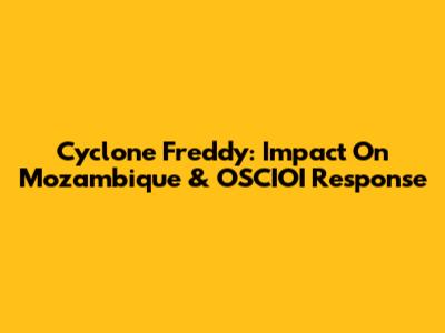 Cyclone Freddy: Impact On Mozambique & OSCIOI Response