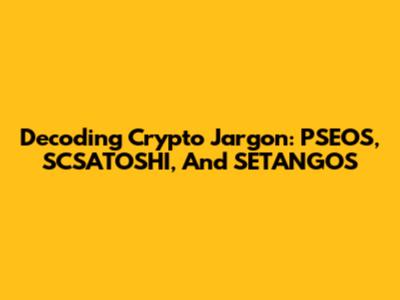 Decoding Crypto Jargon: PSEOS, SCSATOSHI, And SETANGOS