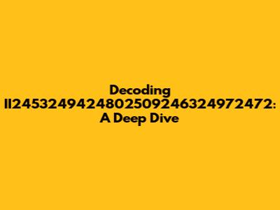 Decoding II2453249424802509246324972472: A Deep Dive