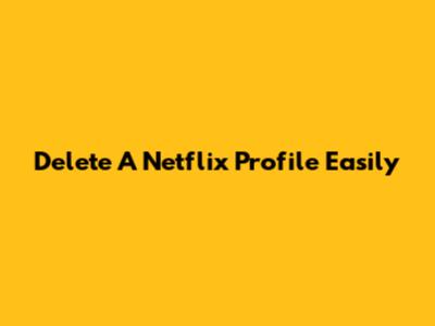 Delete A Netflix Profile Easily