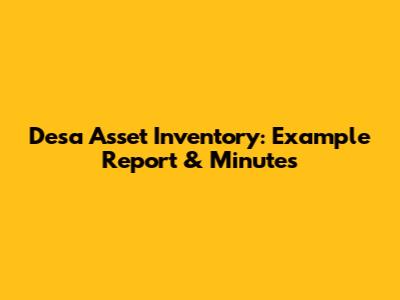 Desa Asset Inventory: Example Report & Minutes